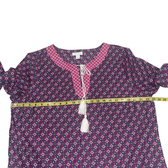 CHARTER CLUB Women's Boho 100% Cotton Tassel Tunic Pink/Berry Cool Top Size XL - Picture 11 of 16